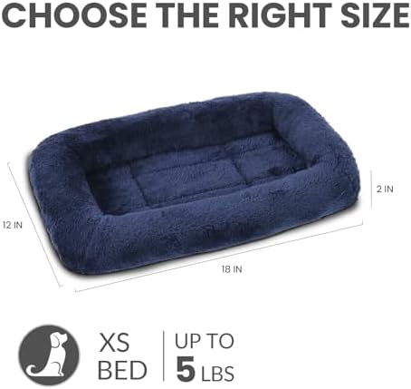 Patas Lague Small Dog Bed Bolster Pet Crate Mat 16''x12'' Navy Blue - Image 3