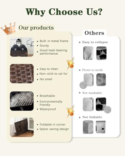 SETVSON Cat Beds for Indoor Cats Extra Large Double PE Rattan - Image 4