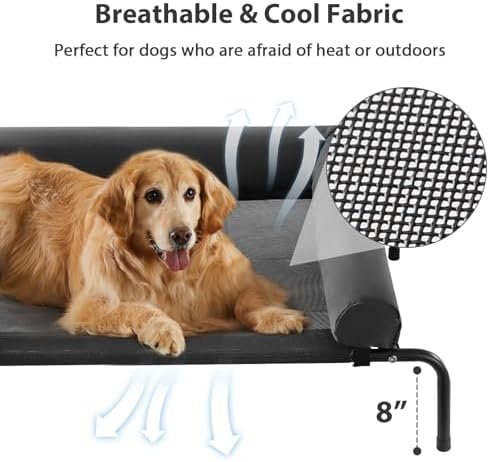 RRPETHOME Elevated Cooling Dog Cot Bed, Large Raised Outdoor Dog Bed - Image 3