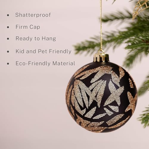 DecorbyHannah 60ct Black Gold Christmas Ornaments Set for Tree Decorations - Image 5