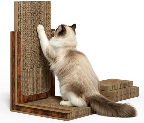 Deluxe Replaceable Cardboard Cat Scratcher, Easy Assembly & 3-Second Swap by IMMHABI