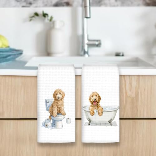 Funny Goldendoodle Dog Hand Towels Set of 2, Gifts - Image 6