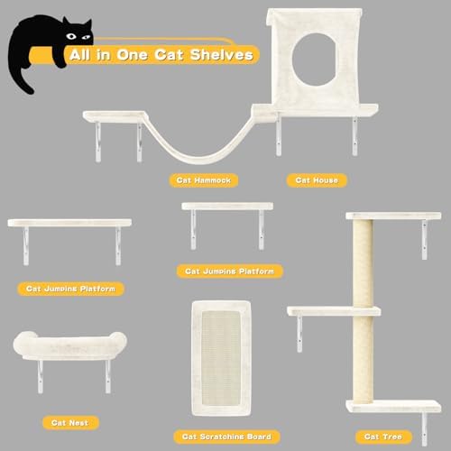 12-in-1 Cat Wall Shelves, Luxury Wall-Mounted Cat Shelves - Image 2