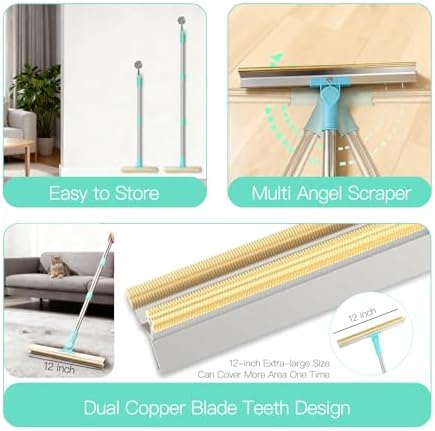 Carpet Rake for Pet Hair Removal, 3 in 1 Reusable Dog Hair Remover Scraper - Image 6