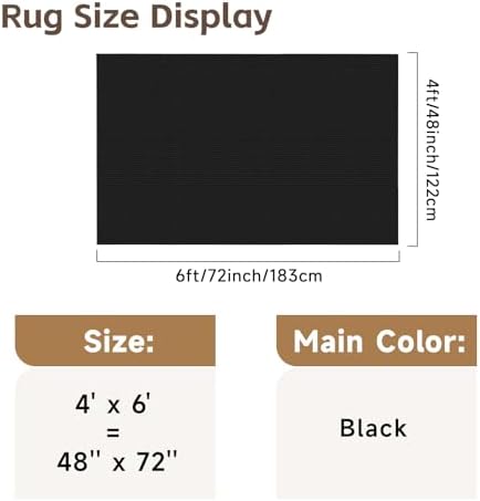 Washable 4x6 Rug for Living Room: Waffle Textured Non Slip Area Rugs Black - Image 2
