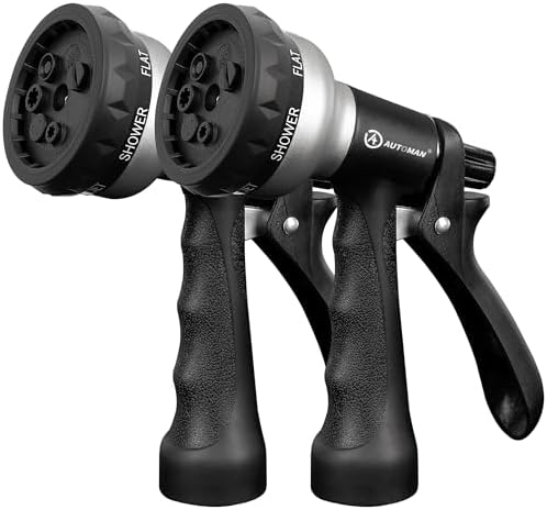 AUTOMAN-Garden-Hose-Nozzle, 2 Pack ABS Water Spray Nozzle, 7 Adjustable by AUTOMAN