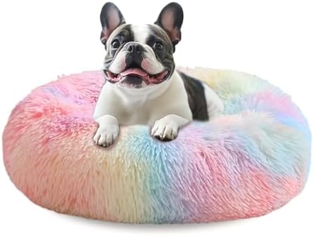 JOLLYVOGUE Calming Dog Beds Large Sized Dog, 36in Donut Washable Large Pet Bed by JOLLYVOGUE
