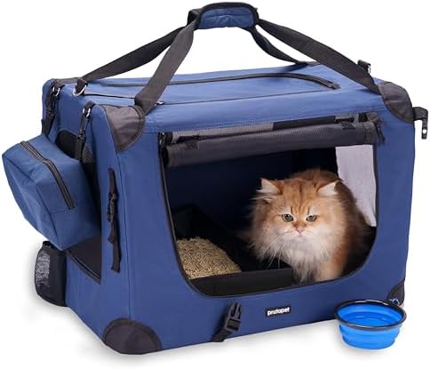 Prutapet Large Cat Carrier 24"x16.5"x16.5" Soft-Sided Portable Pet Crate by Prutapet