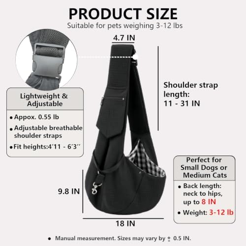 Dog Sling Carrier Adjustable Strap Travel Bag - Image 2