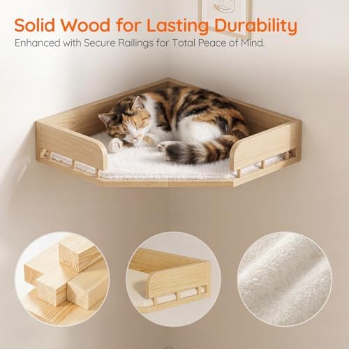 HOOBRO 11 Pcs Cat Wall Shelves for Large Cats up to 25 lb, Wooden Wall-Mounted - Image 3