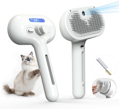 Pet Grooming Brush with Electronic Mist Spray by Eilimy