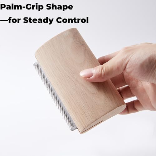 French Bulldog Brush for Shedding, Palm-Grip Wooden Grooming Comb - Image 2