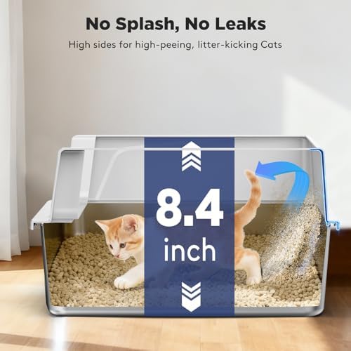 FURTIME 2 Pack Stainless Steel Cat Litter Box - Image 2