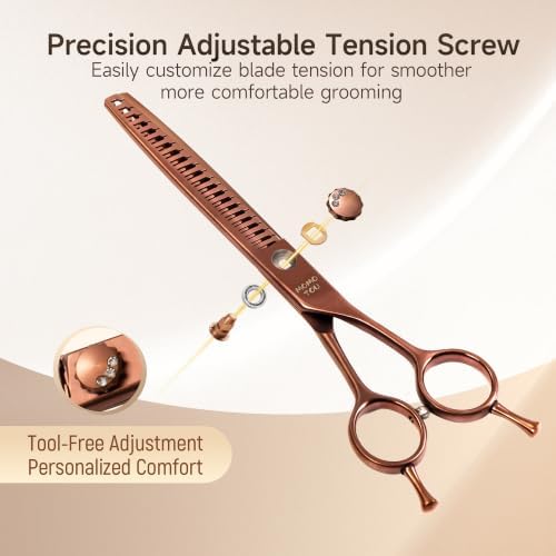7'' Chunker Dog Grooming Scissors, 440C Stainless Steel Bronze Pet Grooming - Image 5