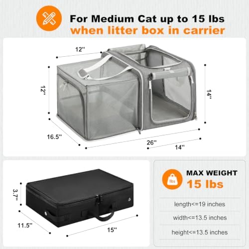 Pidipiti 20x14x14 Expandable car cat Carrier, - Image 2