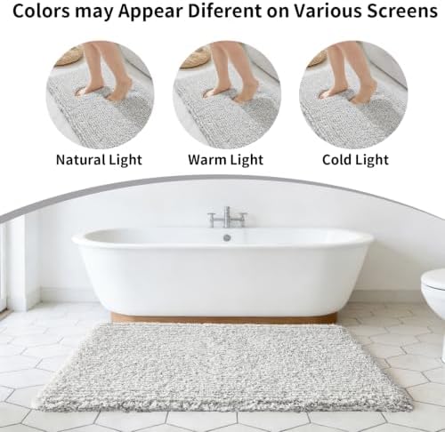 Disolla Grey & White Bathroom Rugs 24x48, Non-Slip Plush Thick Bath Mat - Image 7