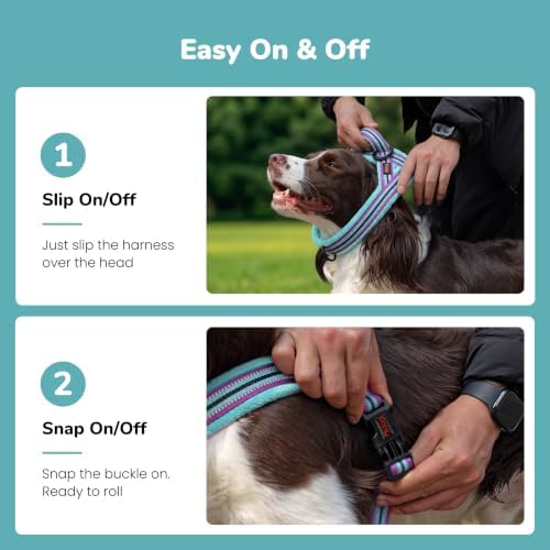 Didog No Pull Dog Harness for Medium Dogs, Soft Flannel Padded, Mixed-Blue - Image 3