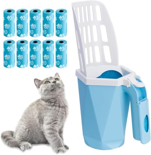 Cat Litter Scooper with Holder, Waste Can & 150 Refill Bags by Austepax
