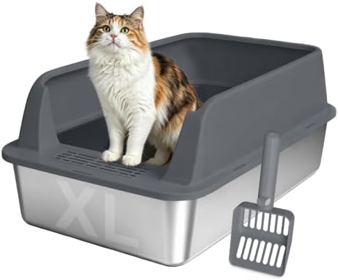 AIPERRO XL Stainless Steel Litter Box | Metal Cat Litter Boxes by AIPERRO