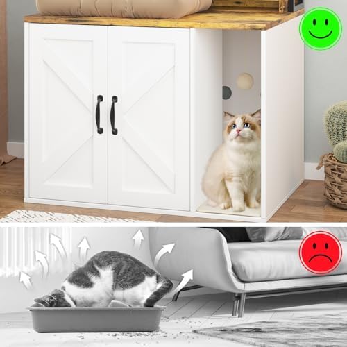 53" H Cat Litter Box Enclosure, Hidden Cabinet w/Storage & Charging - Image 6