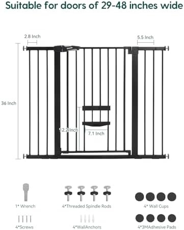 Babelio 36" Tall Dog Gate with Cat Door, CatPrivilege II - Image 5