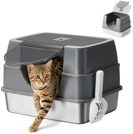 Stainless Steel Enclosed Litter Box by Unknown