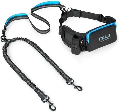 Hands Free Double Dog Leash Tangle Free, Lumbar Support Dual Leash by ITNAST