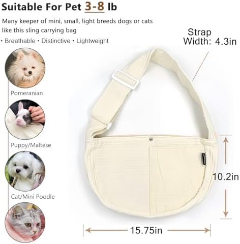 NATUYA Small Dog Cat Carrier Sling, Adjustable Canvas Pet Puppy Pouch - Image 3