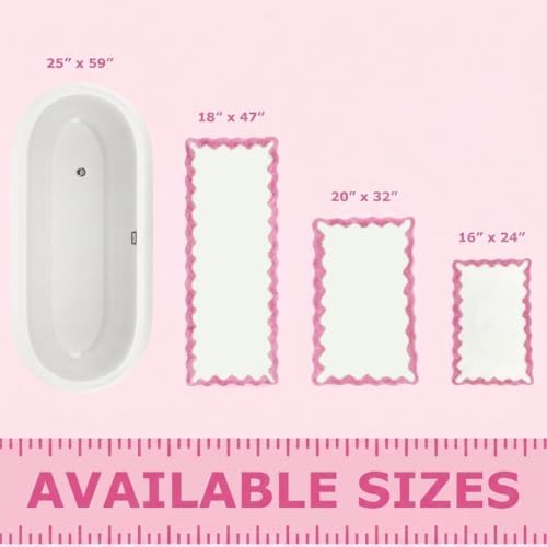 Cute Pink Scalloped Bathroom Mat, Fun Plush Luxury Microfiber Bath Rug - Image 2