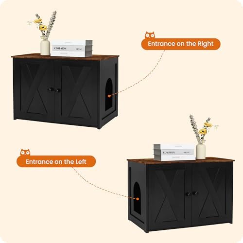 Dwanton Cat Litter Box Enclosure, Hidden Litter Box Furniture, 27.6 Inches - Image 3