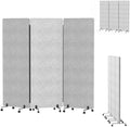 Soundproof Room Divider with Wheels, 66in Acoustic Room Divider Panel, 3 Panel by Unknown