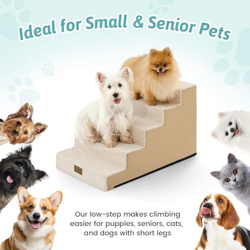 COZY KISS Dog Stairs for Small Dogs, 4 Step Pet Stairs for Beds & Couches - Image 6