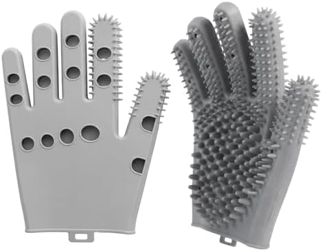 Pet Grooming Gloves for Cats & Dogs, Silicone Pet Hair Removal Glove for Bathing by Unknown