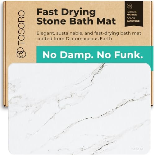 TOSORO - Stone Bath Mat Diatomaceous Earth Shower Mat Non-Slip Super Absorbent by Tosoro