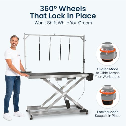KANIS 60" Professional Electric Dog Grooming Table, 304 Steel, Heavy Duty - Image 4