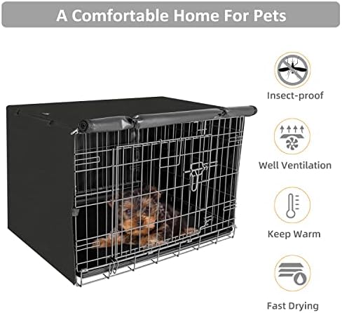 X-ZONE PET Dog Crate Cover Waterproof Kennel Cover, 24 in Black - Image 5