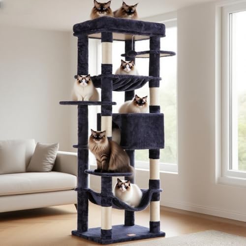 Heybly Cat Tree for Large Cats 20 lbs, 69 inches XXL Cat Tower HCT031G - Image 2
