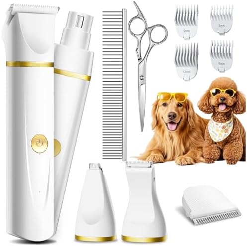 unibono Dog Grooming Kit with Paw Trimmer, All-in-One Low Noise Electric by unibono
