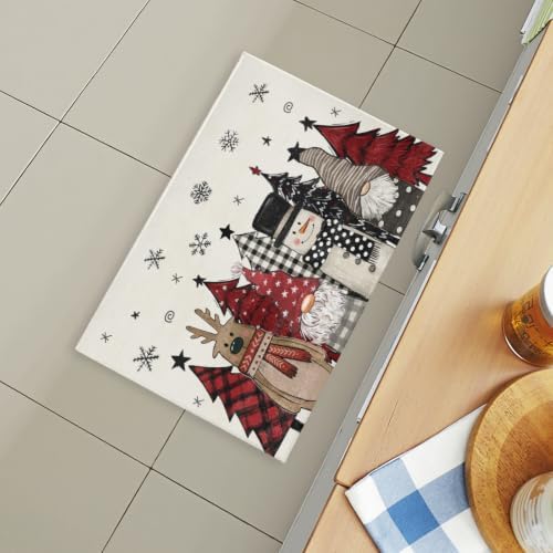 Giwawa Winter Snowman Gnome Bath Rug Xmas Tree Bathtub Mat Non Slip Absorbent - Image 6