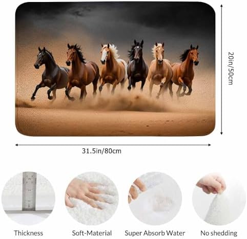 Horse Bath Mat for Bathroom Horse Herd Run in Desert Sand Storm Bath Rugs Door - Image 3