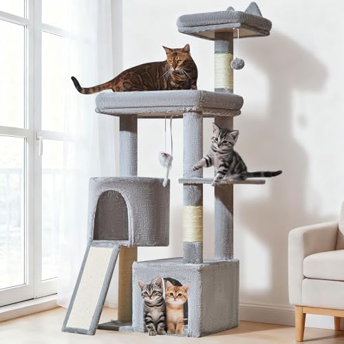 Taoqimiao Sturdy Cat Tree, 55.1In Cat Tower by Taoqimiao