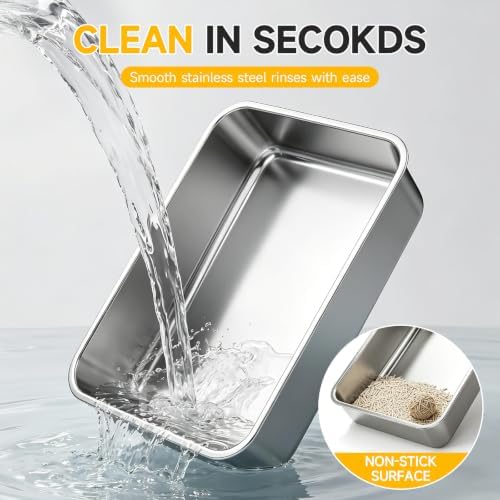 XL Open Top Stainless Steel Litter Box - Image 6