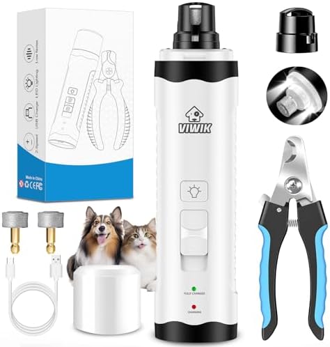 VIWIK Dog Nail Trimmers with Light, Cat Dog Nail Clippers, Dog Nail Grinder by VIWIK