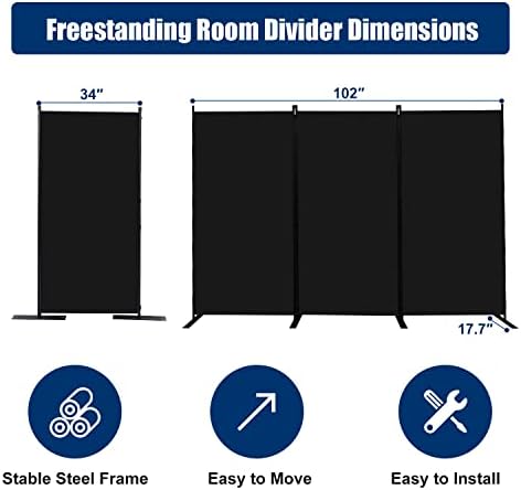 Room Divider 3 Panel-102''Wide, 6FT Room Dividers and Folding Privacy Screen - Image 6