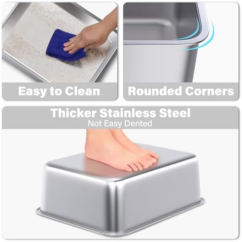Stainless Steel Litter Box 2 Pack, Large Metal Litter Box - Image 5