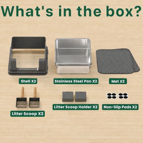 2-Pack XXXL Stainless Steel Cat Litter Box – Extra Large 28" L x 20" W - Image 3