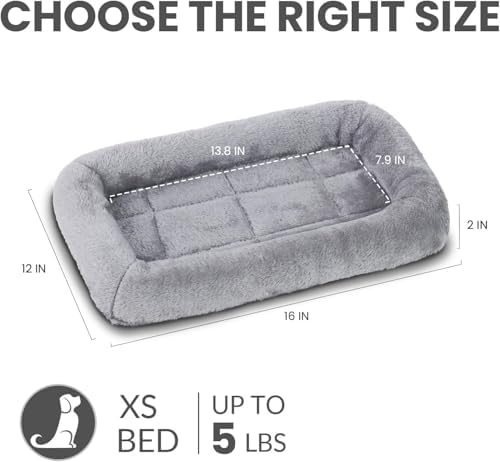 Patas Lague Small Dog Bed Bolster Pet Crate Mat 16''x12'' Grey - Image 6