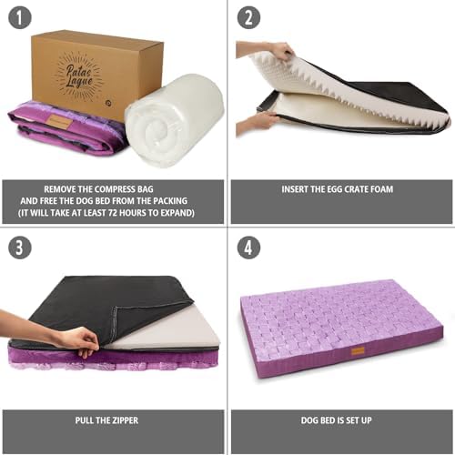 Patas Lague Orthopedic Large Dog Bed Pet Crate Mat 56''X40'' Purple - Image 6