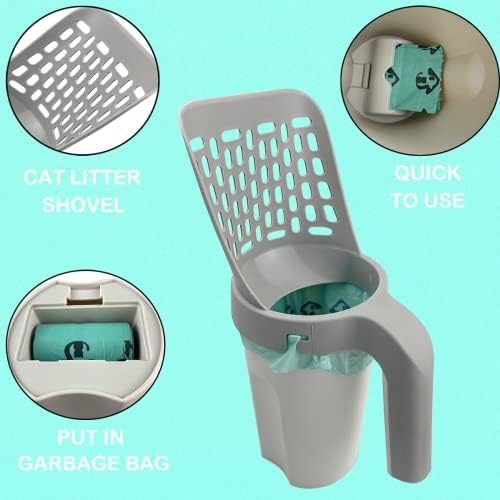 Cat Litter Scoop with Holder, 2 in 1 Cat Scoop, 215 Garbage Bags - Image 4