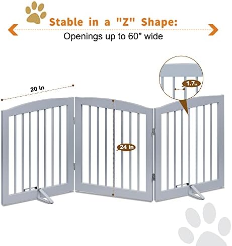 PUPETPO Freestanding Pet Gate for Dogs, Foldable Wooden Dog Gate for House - Image 6